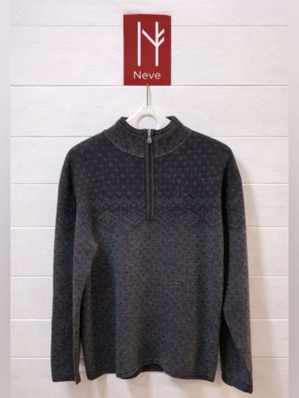 NEVE DESIGNS – Dark Grey Wool Half-Zip Sweater – Size M